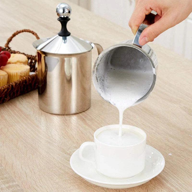 Soulistic Stainless Steel Milk Frother - 400ml Capacity, Silver