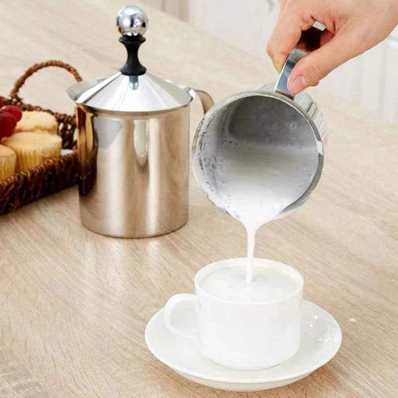 Soulistic Stainless Steel Milk Frother - 400ml Capacity, Silver