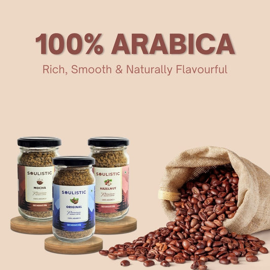 Soulistic Instant Coffee Trio: Original, Hazelnut, & Mocha (50g Jars)